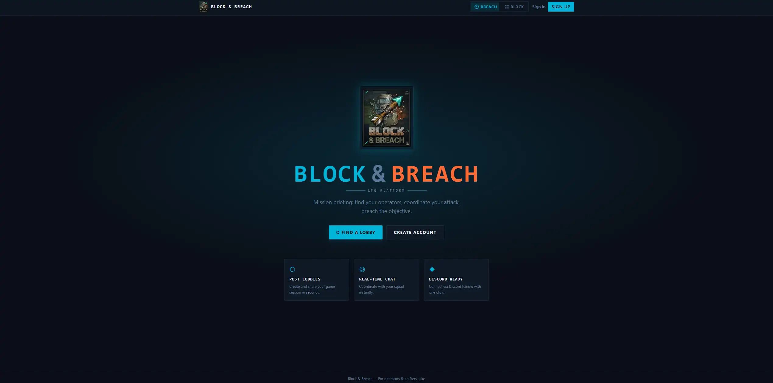 Block and Breach desktop web app preview
