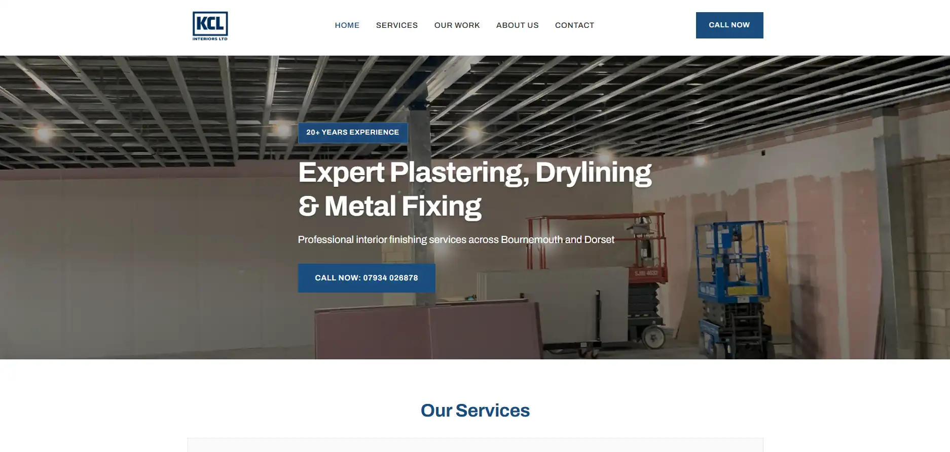 KCL Interiors Ltd desktop website preview