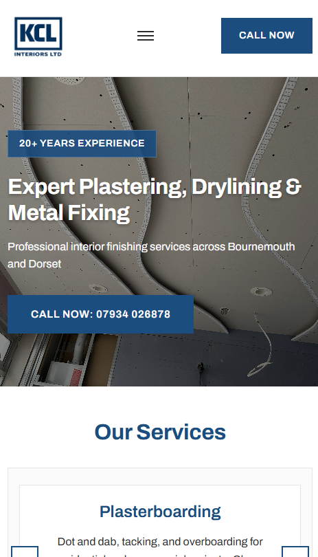 KCL Interiors Ltd website mobile preview