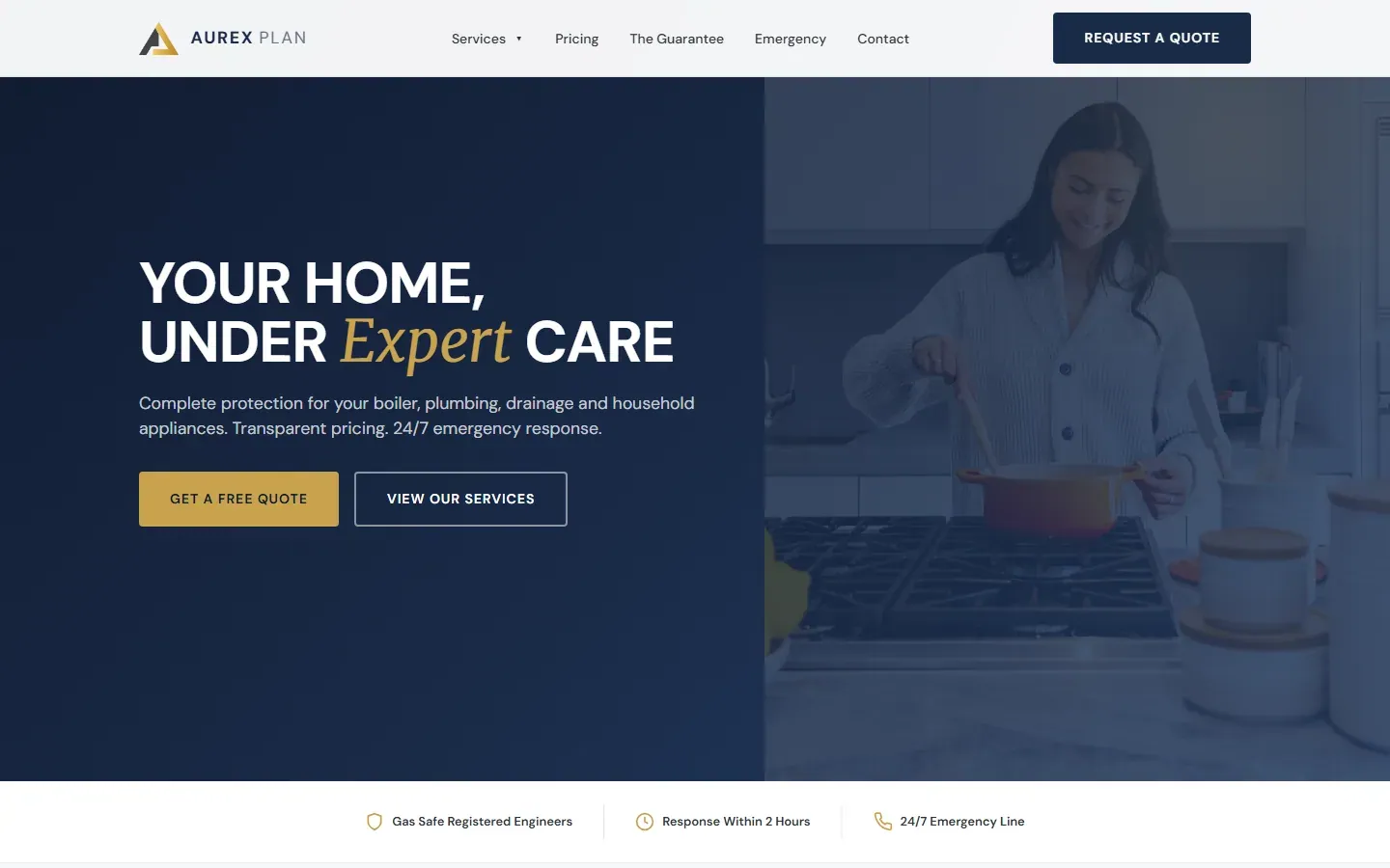 Aurex Plan website, home page on a desktop screen