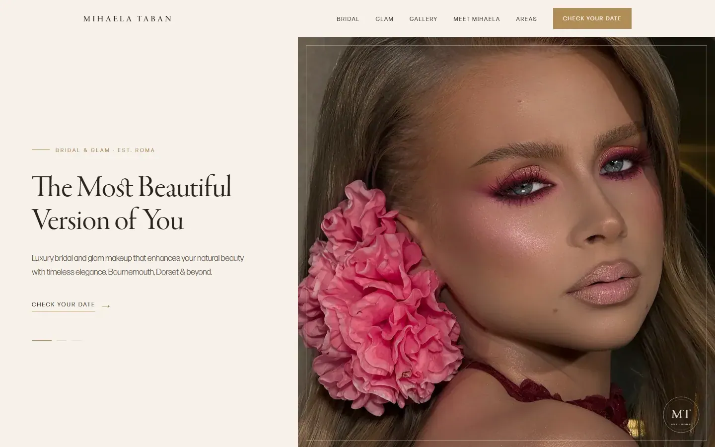 Mihaela Taban website, home page on a desktop screen