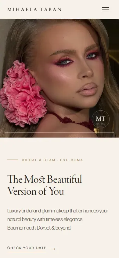Mihaela Taban website, home page on a phone